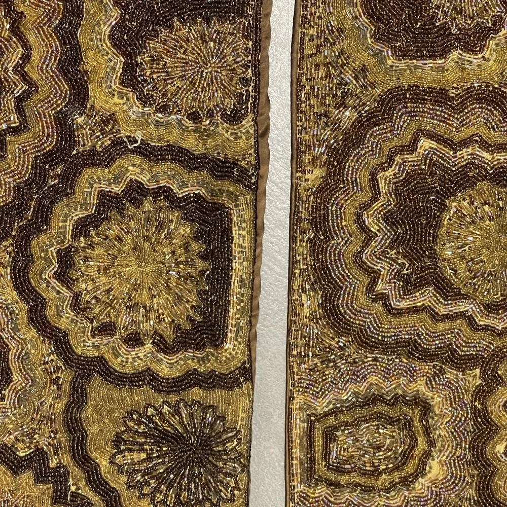 Z Gallerie Set Of Fully Beaded Pillow Shams Chocolate Brown Boho‎ 17x17